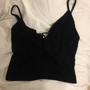 Black , lace up tank top
